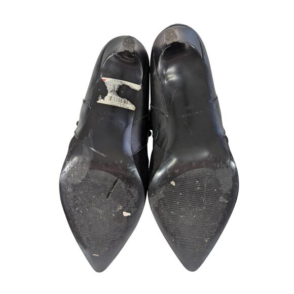 NINE WEST! BLACK GENUINE LEATHER & SUEDE POINTY TOE STILETTO ANKLE BOOTS! SZ 10M - Picture 10 of 13